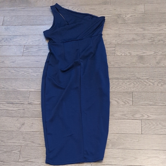 Women's Elegant Blue One-Shoulder Midi Dress - Size Small BNWOT - Picture 4 of 6
